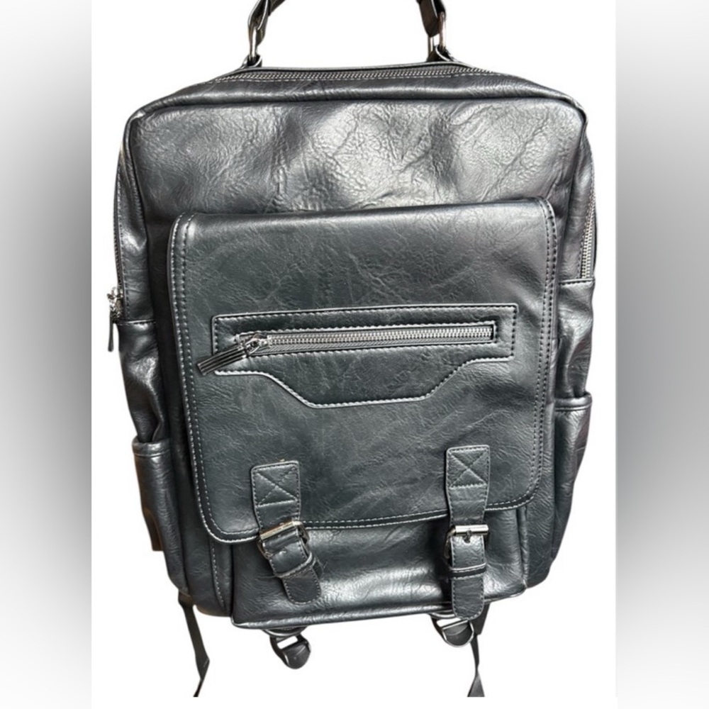 Stylish black Leather Men's Backpack